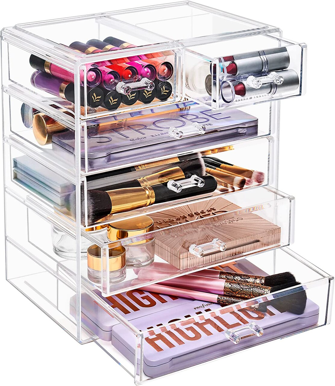 Sorbus Acrylic Makeup & Jewelry Organizer Storage Case- (4 Large, 2 Small Drawers)